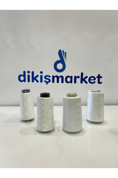 dm dikişmarket overlok makinası kullananlar için 2 overlok (150 denye ) / 2 düz dikiş (120 no ) 2 BEYAZ OVERLOK / 2 BEYAZ 120NO ürün görseli 1