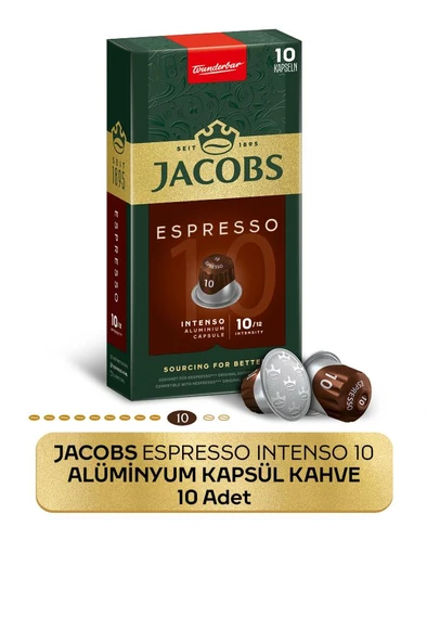 Jacobs Espresso 10 Intenso Nespresso Uyumlu Alüminyum Kapsül Kahve 10 Adet ürün görseli 1
