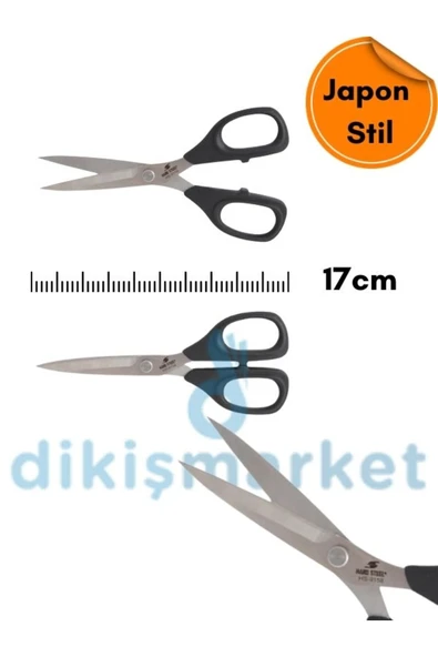 dm dikişmarket Japon Stili Plastik Saplı Çok Fonksiyonlu 17CM Makas Siyah ürün görseli 1
