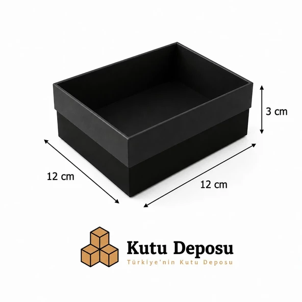 12x12x3 cm Asetat Kapaklı Takı Kutusu-Siyah (DEMONTE) (50 ADET) ürün görseli 1