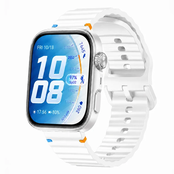 Huawei Watch Fit 5 Pro İle Uyumlu Dalga Desenli Tokalı Yumuşak Soft Silikon Kordon  Beyaz ürün görseli 1