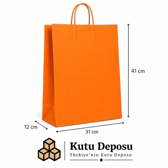 31x41x12 cm Kraft Turuncu Poşet (25 ADET) ürün görseli 1