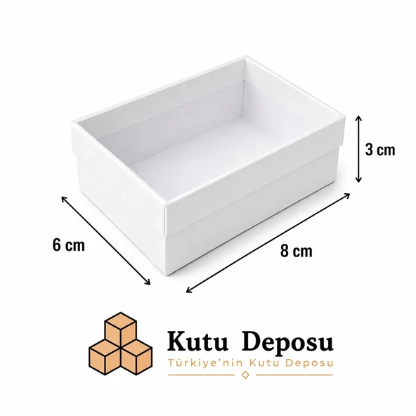 6x8x3 cm Asetat Kapaklı Takı Kutusu - Beyaz (DEMONTE) (50 ADET) ürün görseli 1