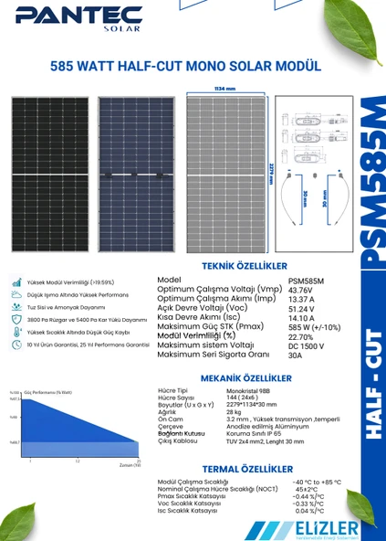 Pantec Solar 585W Halfcut Topcon Güneş Paneli - Resim 2