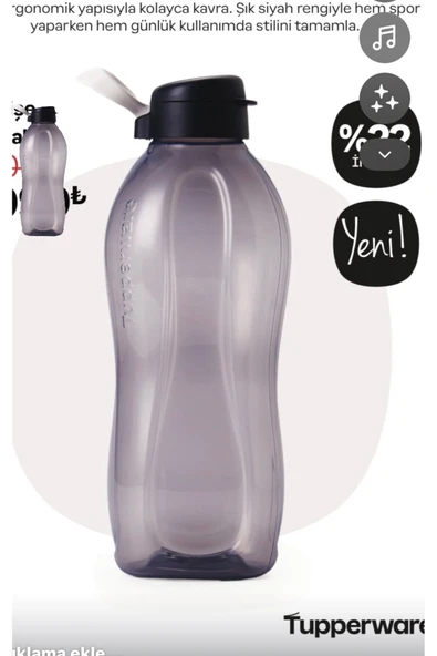 Tupperware Eco şişe 2 litre Siyah ürün görseli 1