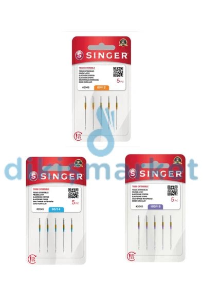 dm dikişmarket Singer Dikiş Makinesi İğnesi 2045 12-14-16 numara ürün görseli 1