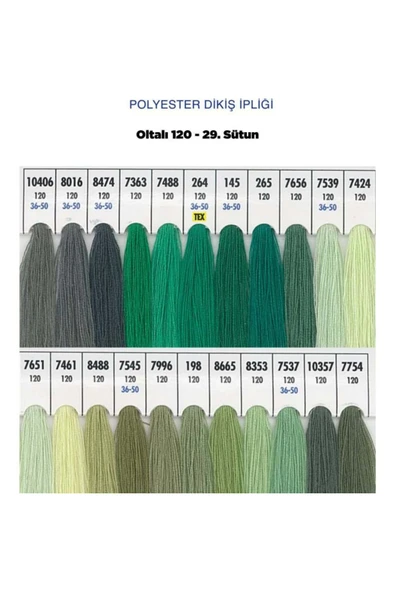 dm dikişmarket Oltalı dikiş ipi makine ipi %100 Polyester 120 Numara Dikiş Ipliği 5000 Mt Yeşil ürün görseli 1