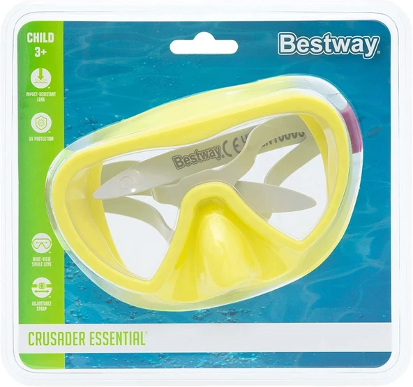 Bestway Crusader Essential 3-6 Yaş Deniz Gözlüğü Çocuk Maskesi Yüzücü Gözlük Sarı ürün görseli 1