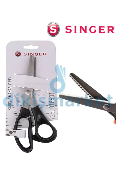 dm dikişmarket SİNGER Sürfile Terzi Makası Tırtıklı Zik Zak makas 24CM Siyah ürün görseli 1