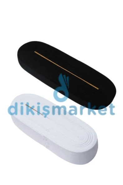dm dikişmarket Dokuma Lastik 2 Cm. - 10 Mt. ( Beyaz + Siyah ) BEYAZ + SİYAH ürün görseli 1