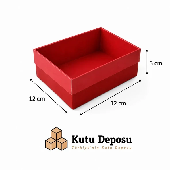 12x12x3 cm Asetat Kapaklı Takı Kutusu-Kırmızı (DEMONTE) (50 ADET) ürün görseli 1