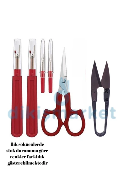 dm dikişmarket İplik Sökücü İlik Açıcı İplik Temizleme Makası Seti Bordo ürün görseli 1