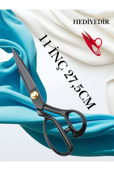 dm dikişmarket PİN Kumaş Kot Kesim Profesyonel Terzi Makası 11 İNÇ 27,5CM ürün görseli 1