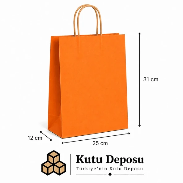 25x31x12 cm Kraft Turuncu Poşet (25 ADET) ürün görseli 1
