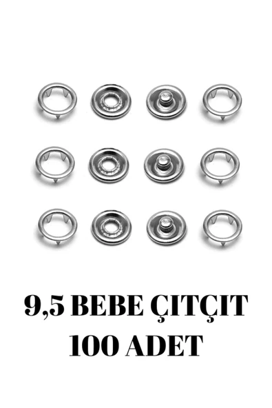 dm dikişmarket Tulumba El Presi makinasına uyumlu 100adet 9,5 bebe çıtçıt 9,5 SEDEFLİ ürün görseli 1