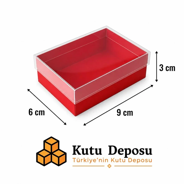 6x9x3 cm Asetat Kapaklı Takı Kutusu-Kırmızı (DEMONTE) (50 ADET) ürün görseli 1