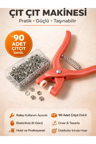 dm dikişmarket Pratik Çıt Çıt Düğme Takma Çakma Aparatı Makinesi Ve Çıt Çıt Çok Renkli ürün görseli 1