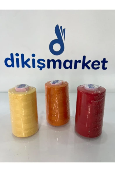 dm dikişmarket OLTALI 120no dikiş ipi makina ipi kopmaz 5000mt 3 adet ip SARI / TURUNCU / KIRMIZI ürün görseli 1