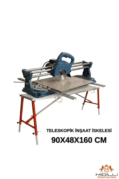 Alüminyum Gövdeli Çelik Ayaklı Teleskopik İnşaat İskelesi Kırmızı - 400 Kg Taşıma Kapasitesi 90x48x160cm ürün görseli 1