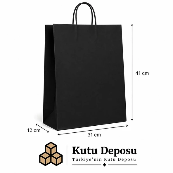 31x41x12 cm Kraft Siyah Poşet (25 ADET) ürün görseli 1