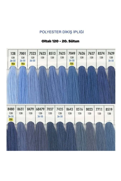 dm dikişmarket Oltalı dikiş ipi makine ipi %100 Polyester 120 Numara Dikiş Ipliği 5000 Mt Mavi ürün görseli 1