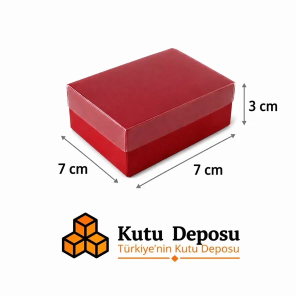 7x7x3 cm Asetat Kapaklı Takı Kutusu-Kırmızı (DEMONTE) (50 ADET) ürün görseli 1