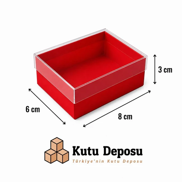 6x8x3 cm Asetat Kapaklı Takı Kutusu-Kırmızı (DEMONTE) (50 ADET) ürün görseli 1