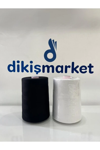 dm dikişmarket dikiş makina kullananlar için 25000mt kopmaz siyah beyaz dikiş makina ipi 25000MT SİYAH/BEYAZ ürün görseli 1