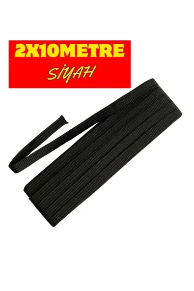 dm dikişmarket 2 Adet 0.80 Cm  Bel Lastiği Yassı Lastik Paça Don Lastiği 10Metre x 2 Siyah ürün görseli 1