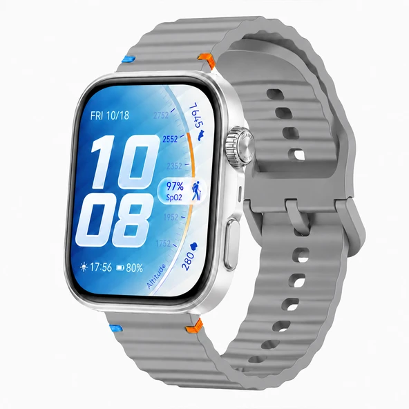 Huawei Watch Fit 5 Pro İle Uyumlu Dalga Desenli Tokalı Yumuşak Soft Silikon Kordon  Gri ürün görseli 1