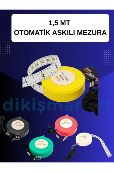 dm dikişmarket Askılı Otomatik Mezura 1,5m (150cm) Çok Renkli ürün görseli 1