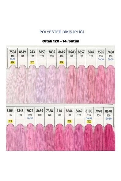 dm dikişmarket Oltalı dikiş ipi makine ipi %100 Polyester 120 Numara Dikiş Ipliği 5000 Mt Pembe ürün görseli 1