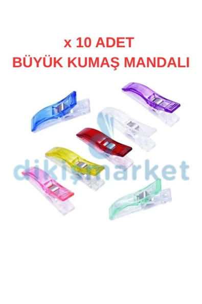 dm dikişmarket Dikiş Nakış Kumaş Kağıt Maşası Plastik Klips Tutucu Mandal Büyük Boy 10ADET Çok Renkli ürün görseli 1