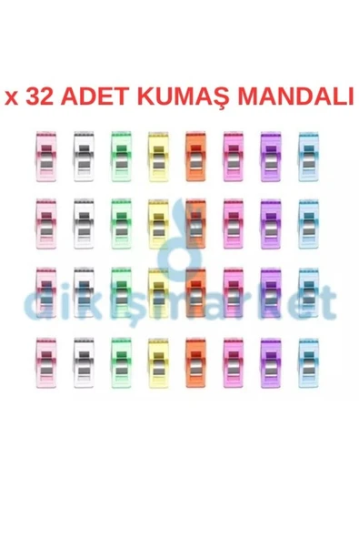 dm dikişmarket Dikiş Makine Çarşısı Singer Zetina Bındallı Janome 32 Adet Renkli Kumaş Mandalları (32 Adet) Çok Renkli ürün görseli 1