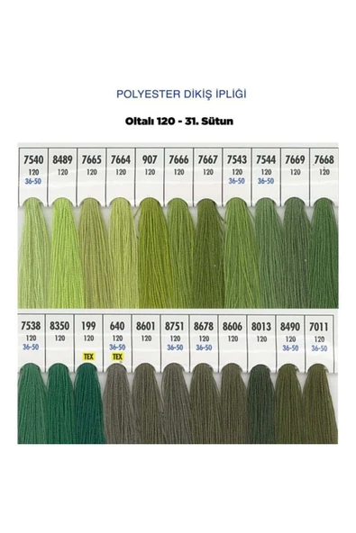 dm dikişmarket Oltalı dikiş ipi makine ipi %100 Polyester 120 Numara Dikiş Ipliği 5000 Mt Haki ürün görseli 1