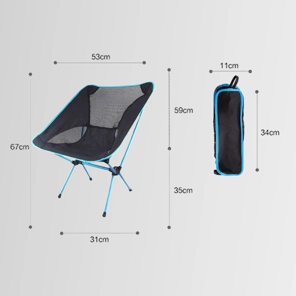 FUNKY CHAIRS Ultralight 900 gr Alüminyum Katlanır Kamp Sandalyesi - Mavi ürün görseli 1