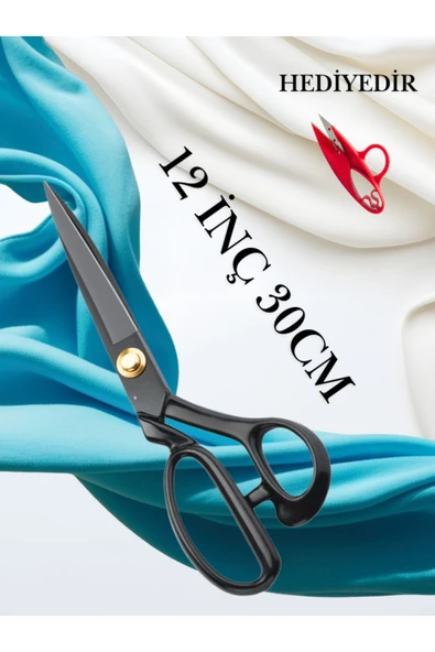 dm dikişmarket PİN Kumaş Kot Kesim Profesyonel Terzi Makası 12 İNÇ 30CM ürün görseli 1