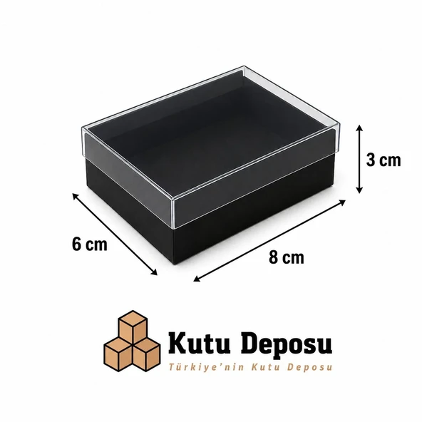 6x8x3 cm Asetat Kapaklı Takı Kutusu - Siyah (DEMONTE) (50 ADET) ürün görseli 1