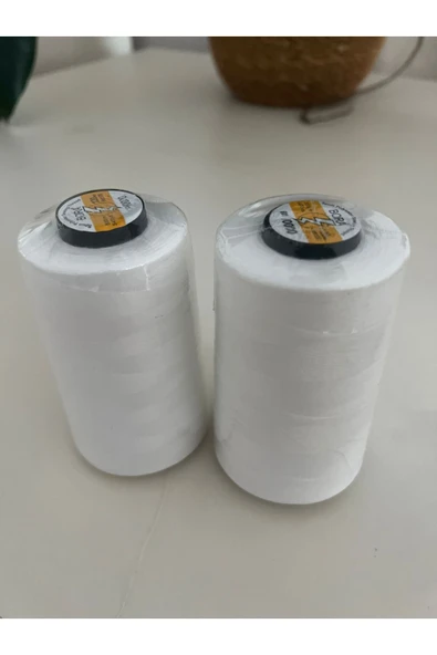 BORADİKİŞİPLİĞİ Genel Marka Siyah Ve Beyaz Dikiş Ipliği 5000 Metre BEYAZ - 2 Li Set Beyaz BOBİN ürün görseli 1