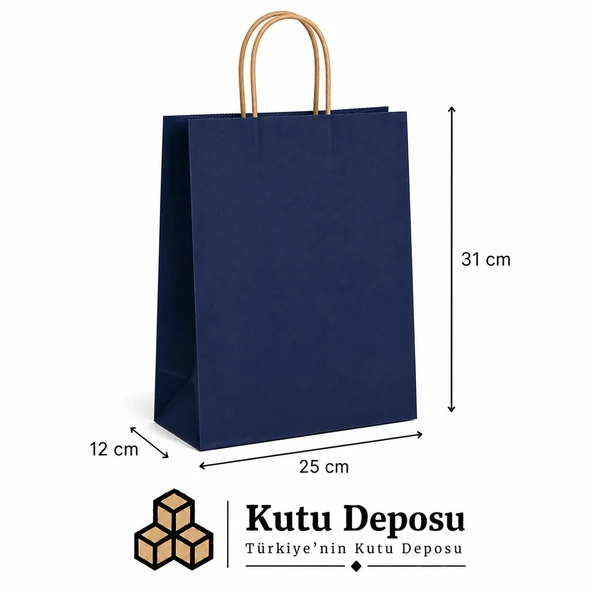 25x31x12 cm Kraft Lacivert Poşet (25 ADET) ürün görseli 1