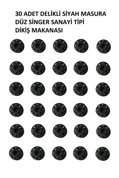 U5 FASHION 30 Adet Masura Delikli Düz Singer Sanayi Tipi Siyah ürün görseli 1