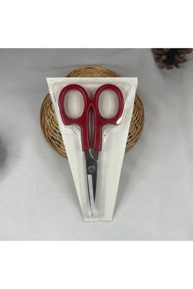 Hard Steel Nakış Dikiş Elişi Makası Kırmızı Saplı Çelik Uç - 12.5 Cm Boy ürün görseli 1