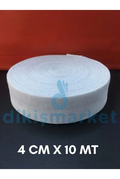 dm dikişmarket 10 Metre - Beyaz Bel Paça Yassı Geniş Lastik Lateks Ürün - Elastik Bant - Don Lastiği 4cm ürün görseli 1