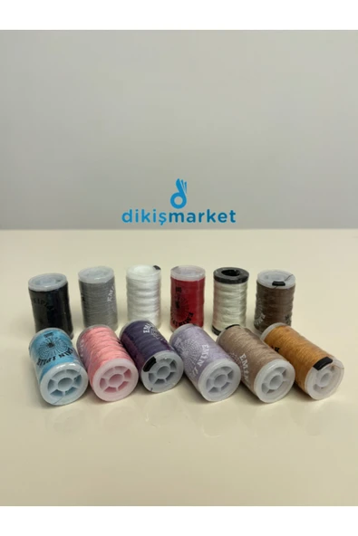 NGV Mini Makaralar Dikiş Iplik Seti,Dikiş Nakış Kiti, 12 Adet 100mt Dikiş Ipi Seti,YERLİ ÜRETİM karışık ürün görseli 1
