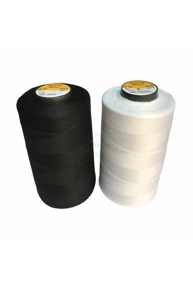 SPRİNG 120 No 5000 Y. Mt Siyah Ve Beyaz Polyester Dikiş Ipliği (2 ADET KUFFON) ürün görseli 1