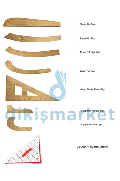 dm dikişmarket Dikiş cetvel setleri - Riga Takımı - Riga Cetveli - Riga Seti - Cetvel seti set 6 ürün görseli 1