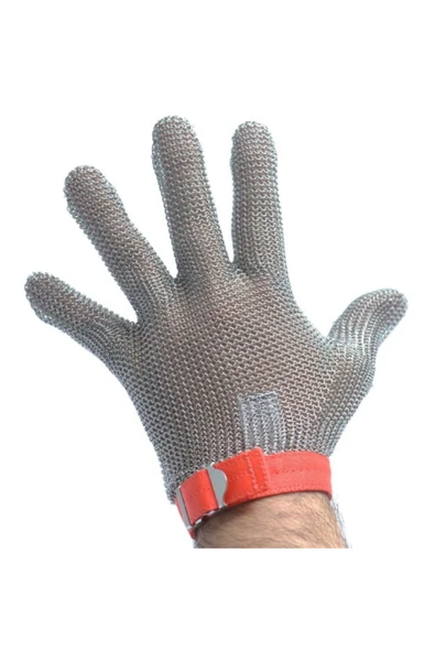 dm dikişmarket ÇELİK ELDİVEN Koruyucu Çelik Eldiven /Kasap Eldiveni Kesilmez Çelik Eldiven Paslanmaz Metal 5 PARMAK MEDİUM ürün görseli 1