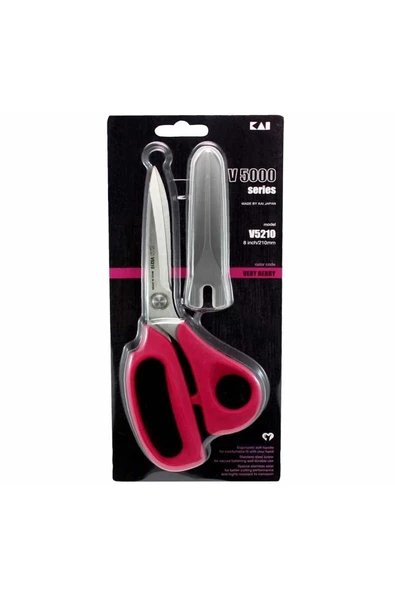 Kai V5210 Kılıflı Pembe Plastik Saplı Kumaş Kesim Makası 21 Cm ürün görseli 1