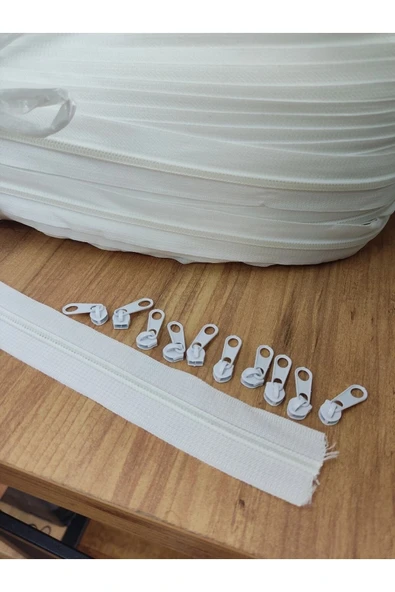 MarginTex Beyaz T10 Şerit Fermuar - Metrelik Fermuar 10 Metre 10 Başlık ürün görseli 1