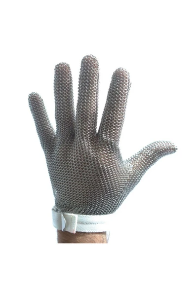 dm dikişmarket ÇELİK ELDİVEN Koruyucu Çelik Eldiven /Kasap Eldiveni Kesilmez Çelik Eldiven Paslanmaz Metal 5 PARMAK SMALL ürün görseli 1